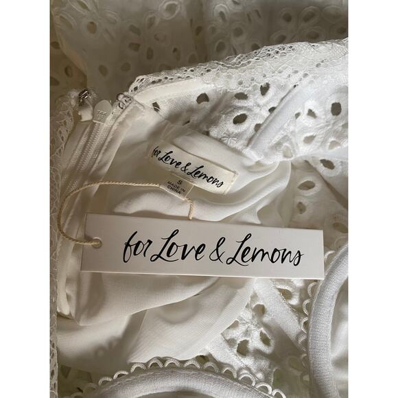 NWT For Love & Lemons Becca Mini Dress White Small Eyelet S - Picture 3 of 10